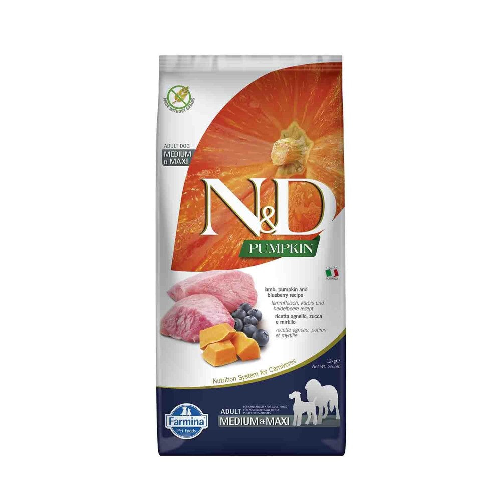 N&d Pumpkin Tahılsız Kuzu Etli Yaban Mersinli Orta Ve Büyük Irk Yetişkin Köpek Maması 12 KG | SRC: Barcode: 8010276033369